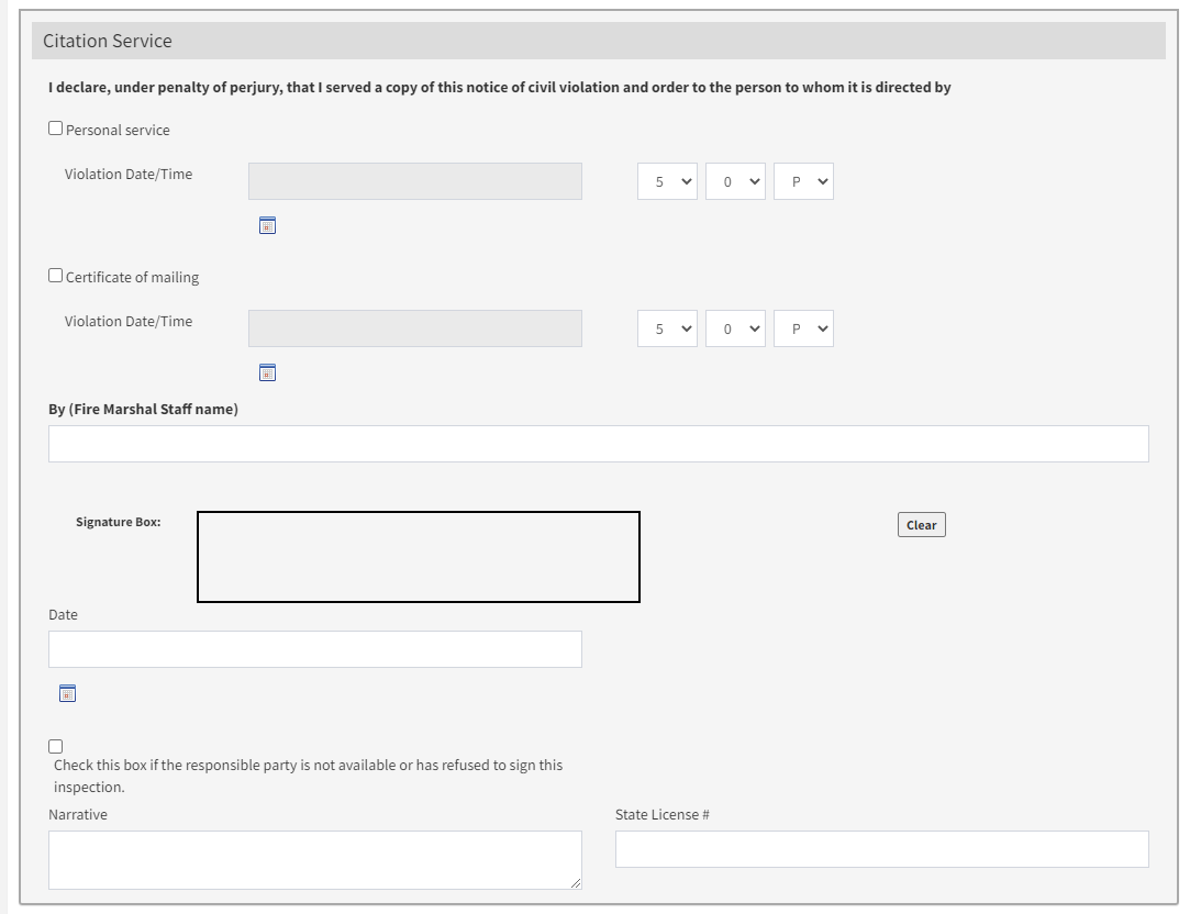 The options and text entry fields under the Citation Service header.