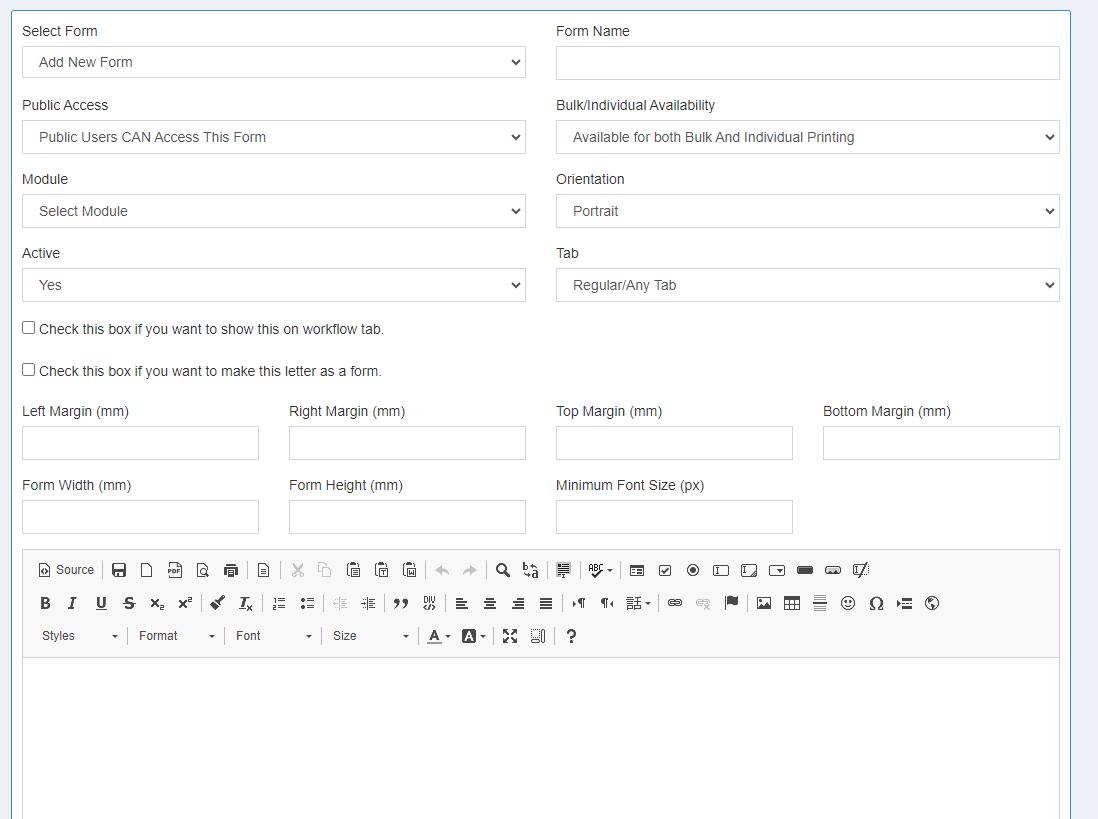 New form fields.