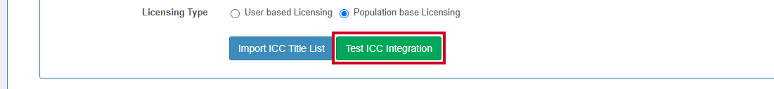 The button labeled Test I C C Integration.