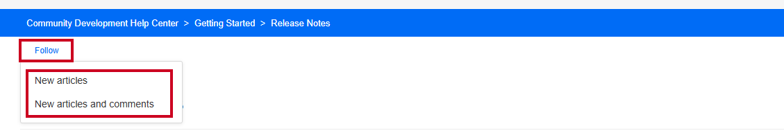 The button labeled Follow, below the bread crumbs, and the New articles and New articles and comments options.