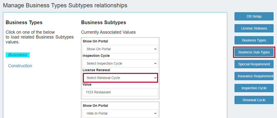 Business Sub Types.