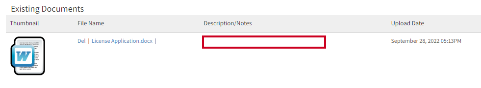 Description field.