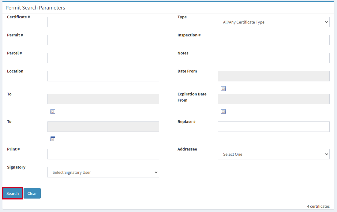 search certificates