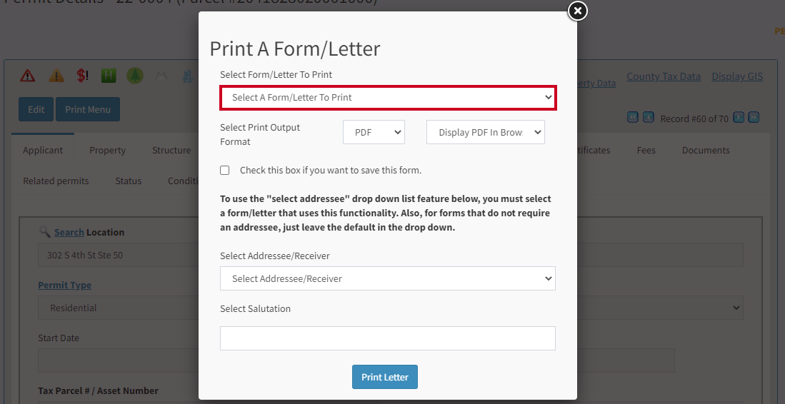 select form letter