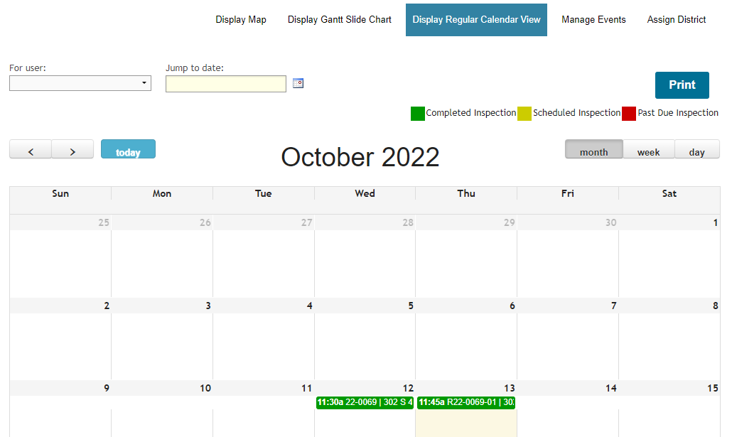 Calendar view.