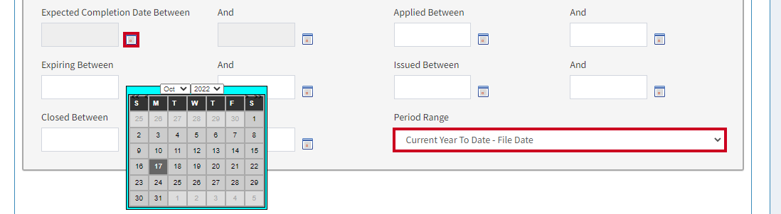 date ranges