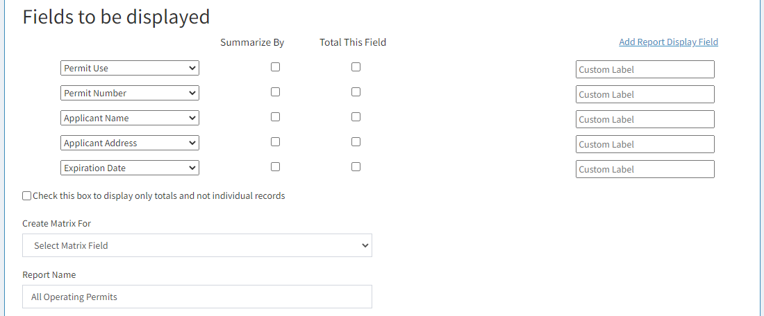 report fields