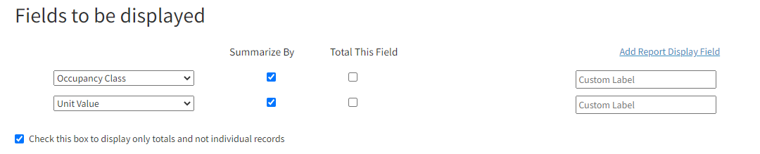 Fields to display.
