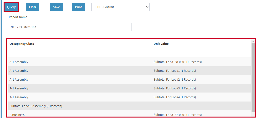 Query results.