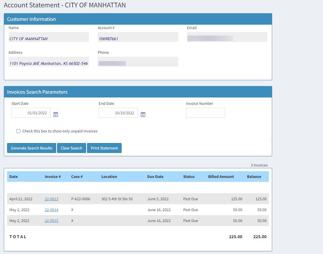 view customer account