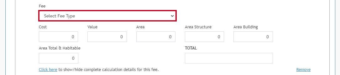 select fee type