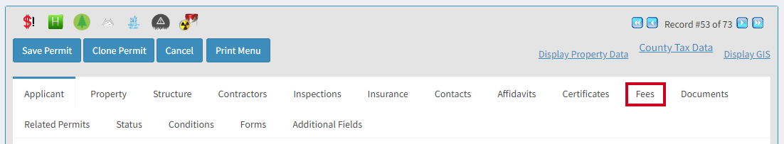 Fees tab.