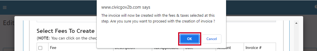 Ok create invoice.