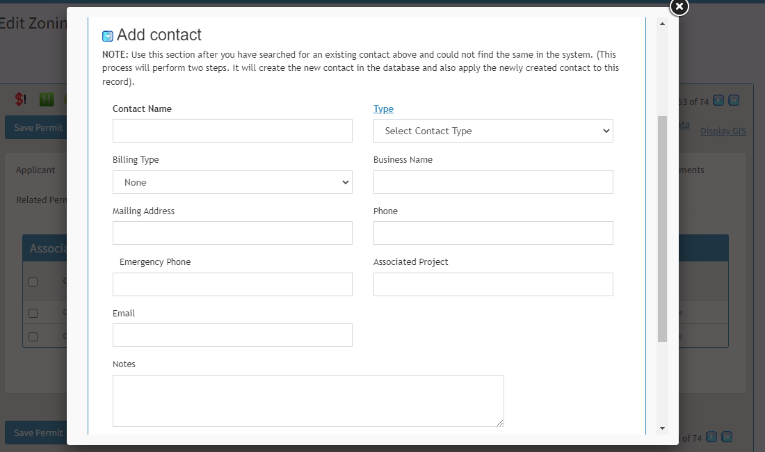 Contact fields.