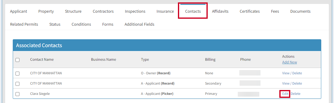 Edit contact.